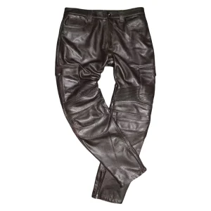 Brown Winter Leather Trousers Men Motorcycle Style Plus Size 4XL Genuine Natural Cowhide Leather Pants Add Protection Device