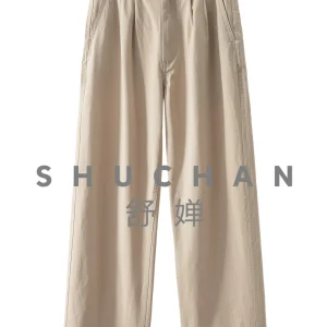lower abdomen, simple high waist adjustable waist loop 100 cotton micro-cone straight pants women 16M3